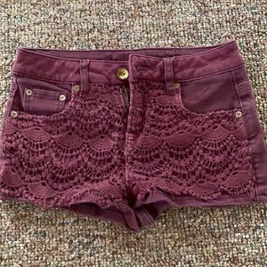 Dollhouse maroon jean shorts